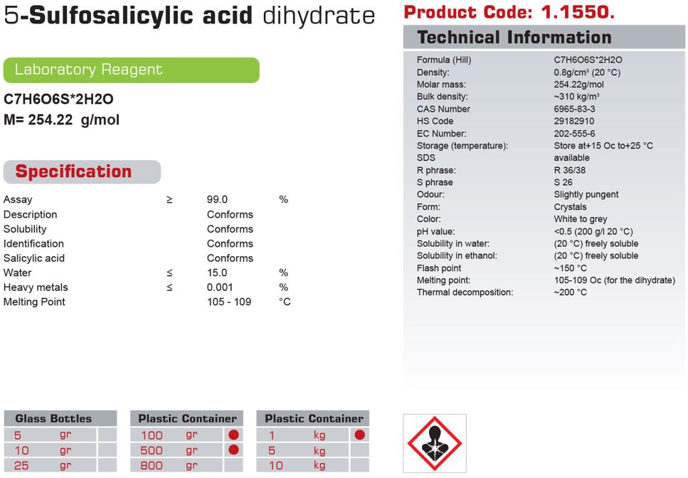 5سولفوسالیسیلیک اسید (کدN)