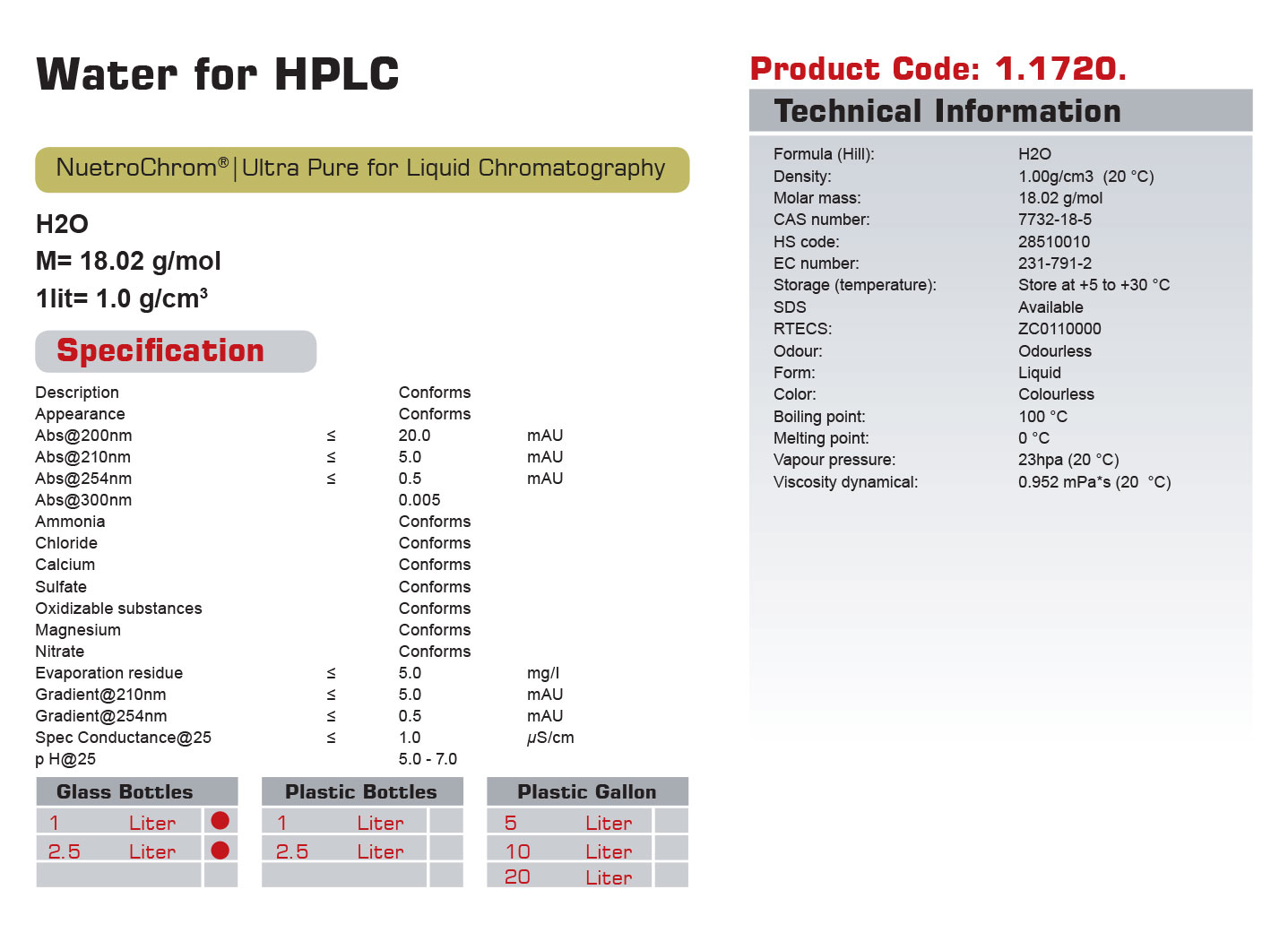 آب گرید HPLC (کدN)