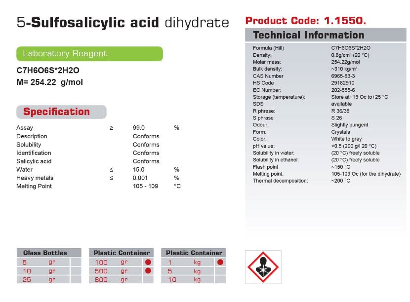 5 سولفوسالسیلیک اسید (کد N)